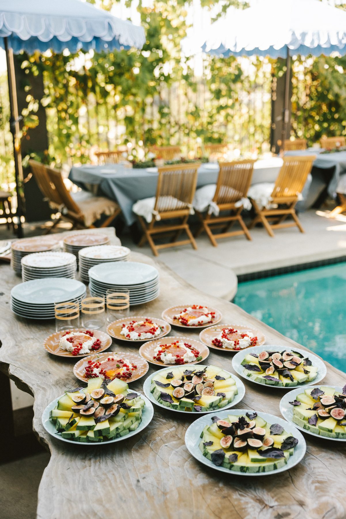 A poolside lunch place setting